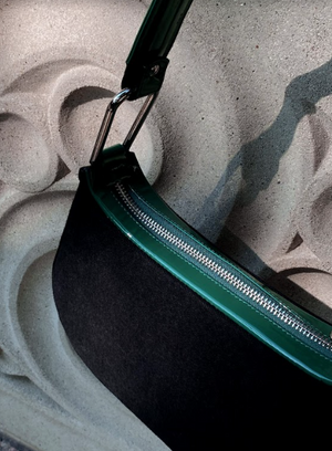 Snaked Saddle Bag Upcycling Collection with Gloss Green Leather