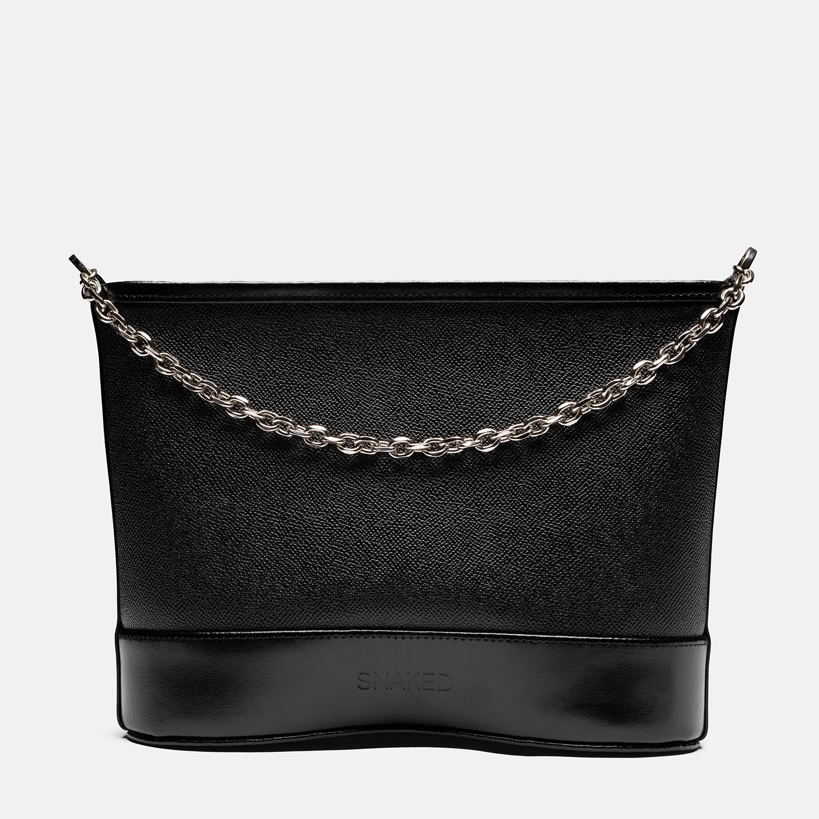 Snaked Crossbody in Black Saffiano