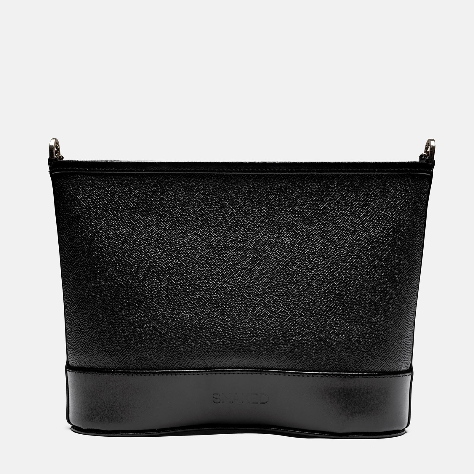 Snaked Crossbody in Black Saffiano